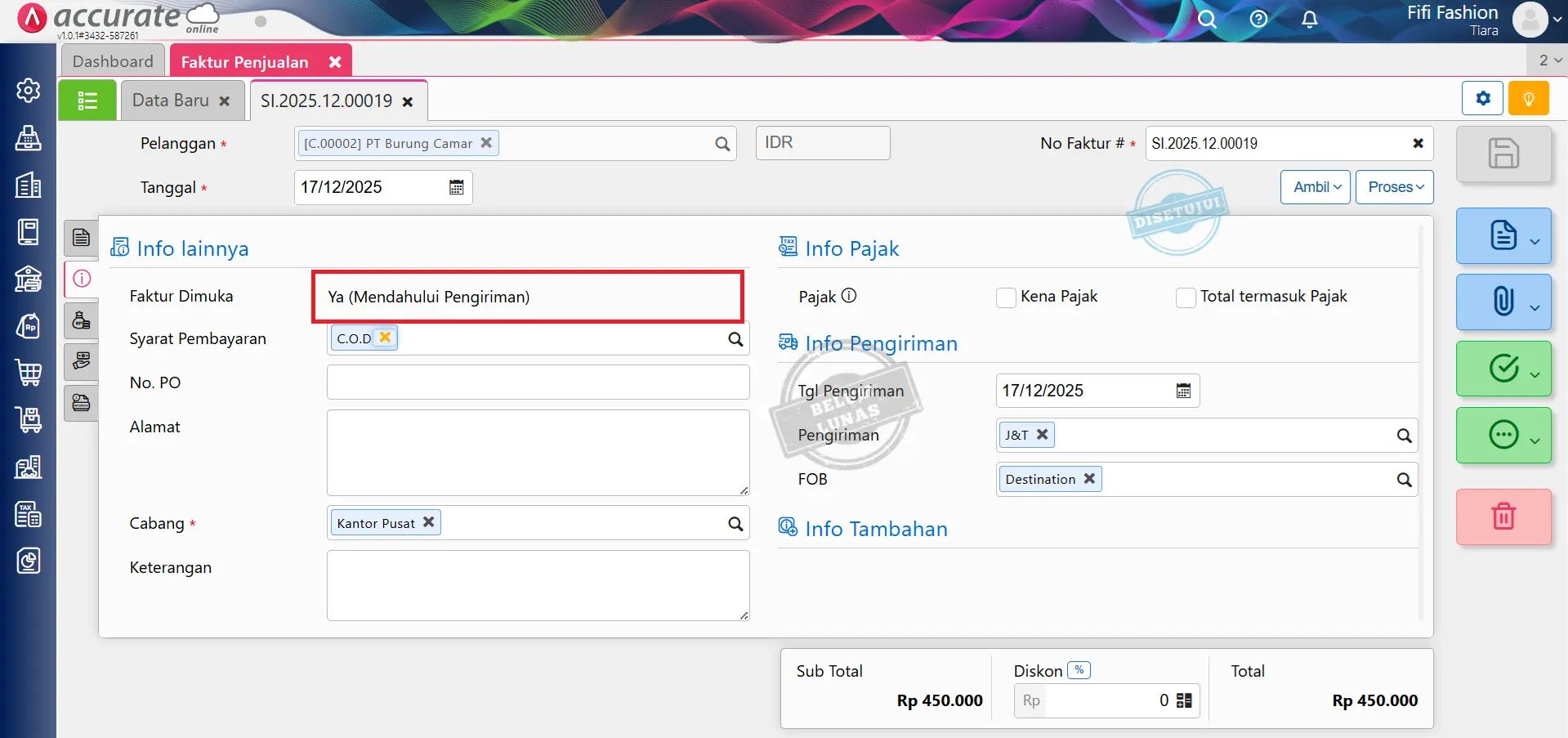 Cara cek faktur dimuka